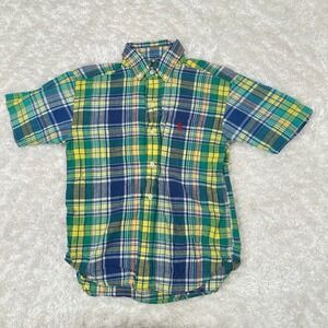 Polo Ralph Lauren Boy's 7 Yellow Plaid SS Button Shirt Pony Preppy Casual